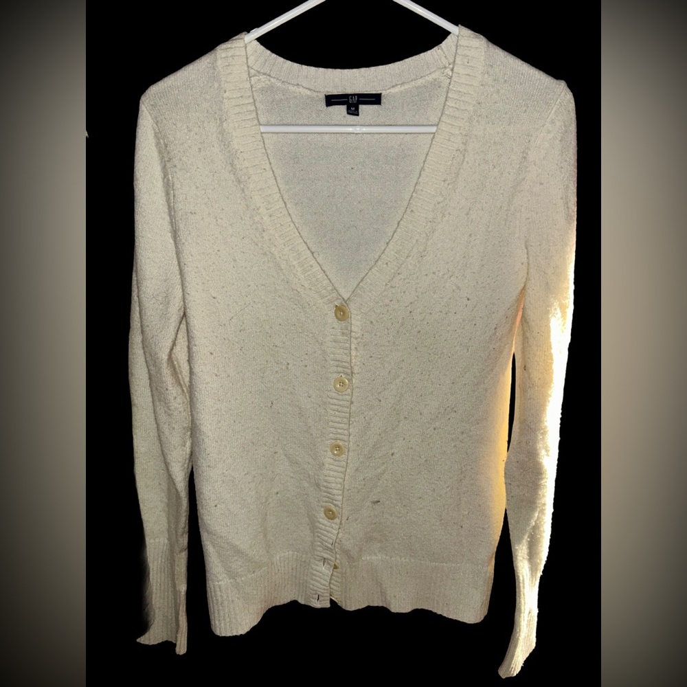 Women’s White Gap Cardigan Button Up Sweater Size Medium